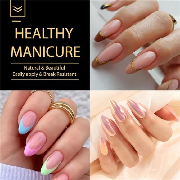 UNA GELLA Almond Gel Nail Tips 600 Pcs Pre-filed Almond Nails Full Cover Press - Picture 2 of 8